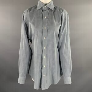 HAMILTON Size S Blue Green Plaid Cotton Spread Collar Long Sleeve Shirt